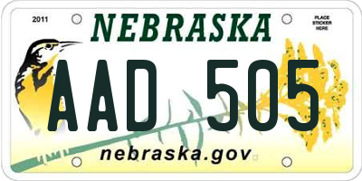 NE license plate AAD505