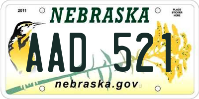 NE license plate AAD521