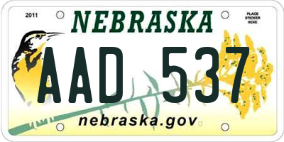 NE license plate AAD537