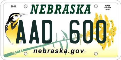 NE license plate AAD600