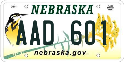 NE license plate AAD601