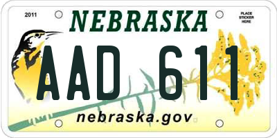 NE license plate AAD611