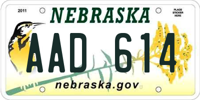 NE license plate AAD614