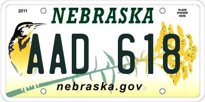 NE license plate AAD618