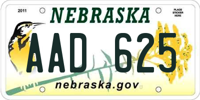 NE license plate AAD625