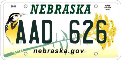 NE license plate AAD626