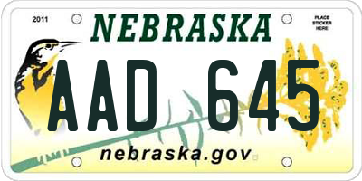 NE license plate AAD645