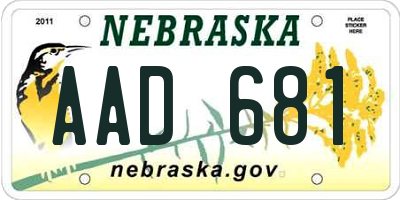 NE license plate AAD681