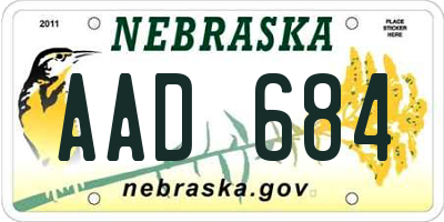 NE license plate AAD684