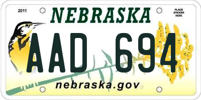 NE license plate AAD694