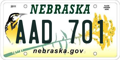 NE license plate AAD701
