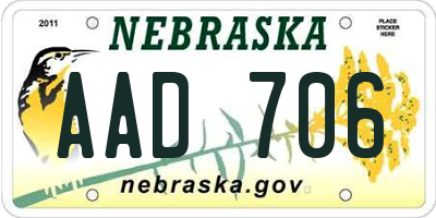 NE license plate AAD706