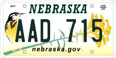 NE license plate AAD715