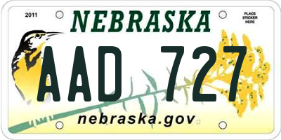 NE license plate AAD727