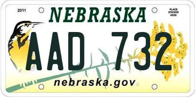 NE license plate AAD732