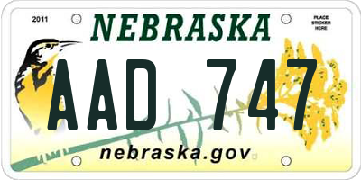NE license plate AAD747