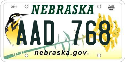 NE license plate AAD768