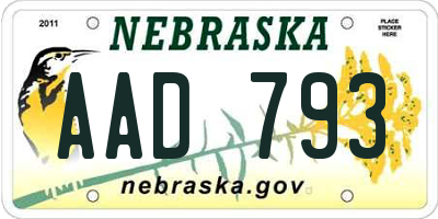 NE license plate AAD793