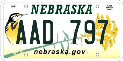 NE license plate AAD797