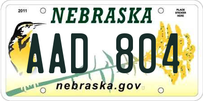 NE license plate AAD804