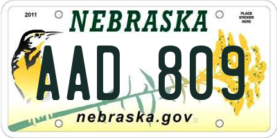 NE license plate AAD809