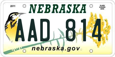 NE license plate AAD814