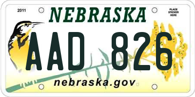 NE license plate AAD826