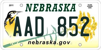 NE license plate AAD852