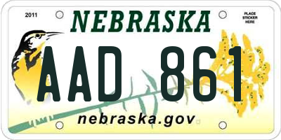 NE license plate AAD861