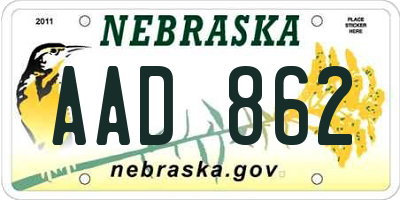 NE license plate AAD862