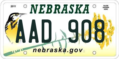 NE license plate AAD908