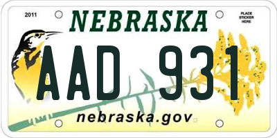 NE license plate AAD931
