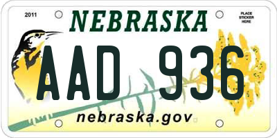 NE license plate AAD936