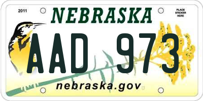 NE license plate AAD973