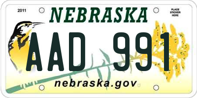 NE license plate AAD991