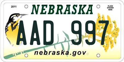 NE license plate AAD997