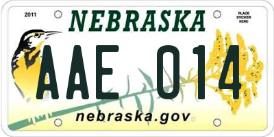 NE license plate AAE014
