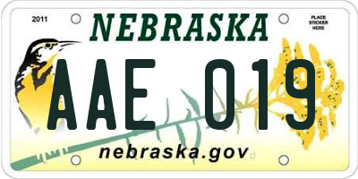 NE license plate AAE019