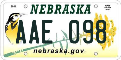 NE license plate AAE098