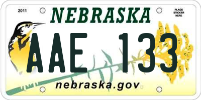 NE license plate AAE133