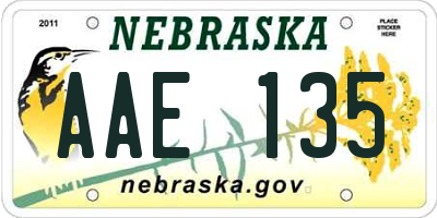 NE license plate AAE135