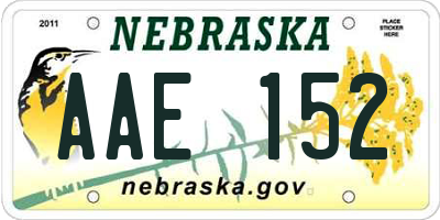 NE license plate AAE152