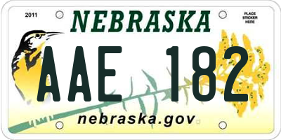 NE license plate AAE182