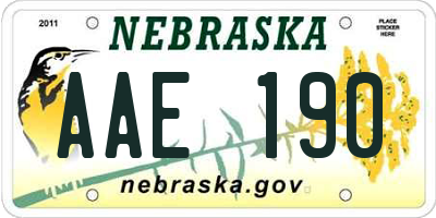 NE license plate AAE190