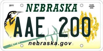 NE license plate AAE200