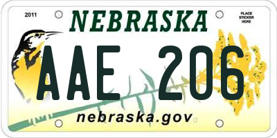 NE license plate AAE206