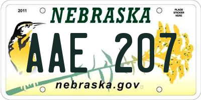 NE license plate AAE207
