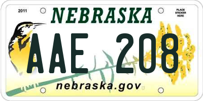 NE license plate AAE208