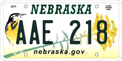 NE license plate AAE218