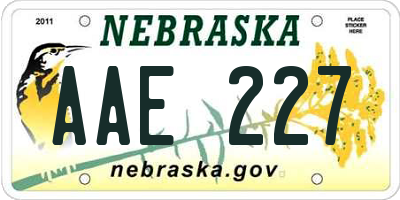 NE license plate AAE227
